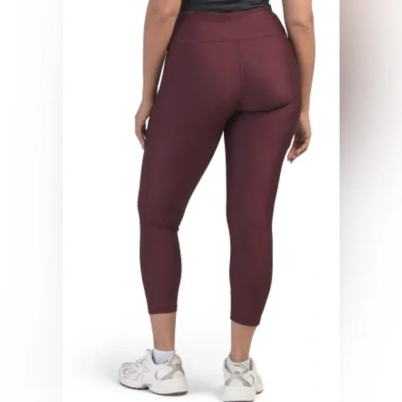 NWT Under Armour Tech high ankle maroon leggings with thigh black logo, sz XL - Picture 2 of 6